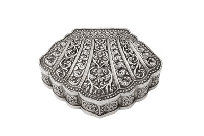 Lot 198 - An early 20th century Ceylonese (Sri Lankan) unmarked silver box, Kandy circa 1930