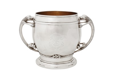 Lot 95 - A late 19th century Indian Colonial unmarked silver twin handled cup, Calcutta circa 1880