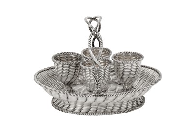Lot 426 - A Victorian sterling silver egg cruet, London 1860 by Robert Hennell III