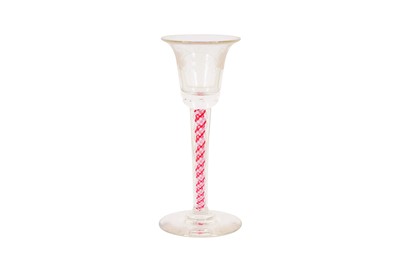 Lot 180 - A mid-18th century continental double colour twist wine glass