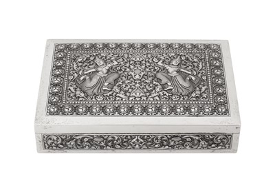 Lot 215 - A mid-20th century Cambodian 900 standard silver cigarette box, circa 1960 marked Than