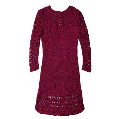 Lot 42 - Chanel Red Crochet Pocket Dress - Size 36