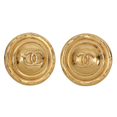 Lot 145 - Chanel Domed CC Clip On Earrings
