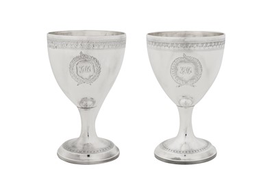 Lot 459 - A pair of George III Irish sterling silver goblets, Dublin 1808 by Gustavus Byrne