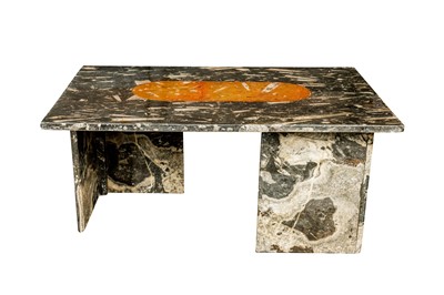 Lot 174 - A BLACK FOSSIL MARBLE COFFEE TABLE