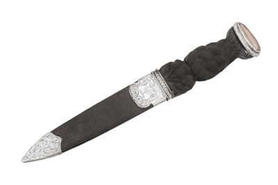 Lot 44 - A late Victorian Scottish silver mounted bog oak sgian-dubh knife, circa 1900