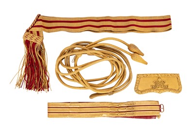 Lot 12 - 9TH QUEEN'S ROYAL LANCERS OFFICER'S POUCH, WITH BELT, SASH AND TASSEL
