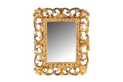 Lot 151 - AN 18TH CENTURY GILTWOOD WALL MIRROR