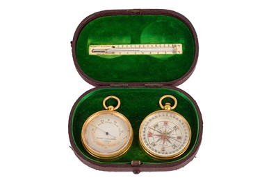 Lot 442 - Negretti & Zambra Pocket Barometer, Compass & Thermometer