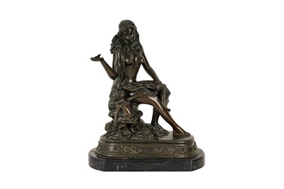 Lot 249 - A PATINATED BRONZE FIGURE GROUP OF A WOMAN AND CHILD