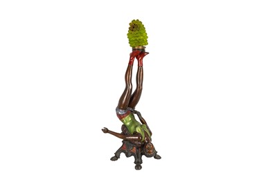 Lot 213 - A FRENCH EROTIC PAINTED BRONZE FIGURAL LAMP