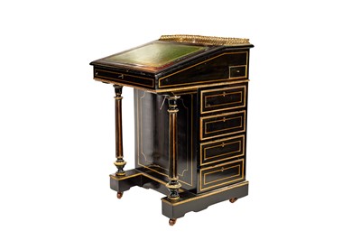 Lot 89 - A VICTORIAN EBONISED DAVENPORT DESK