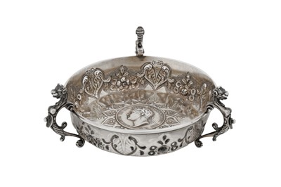 Lot 411 - A Victorian sterling silver medal set dish, London 1871 by Richard Sibley II (reg. 15th March 1837)
