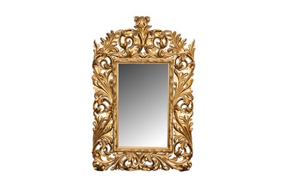 Lot 136 - A GILTWOOD WALL MIRROR IN FLORENTINE STYLE 19TH CENTURY