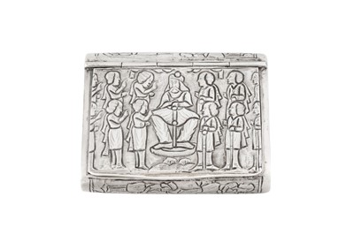 Lot 241 - An early 20th century Persian (Iranian) unmarked silver cigarette case combination snuff box, Kermanshah circa 1920
