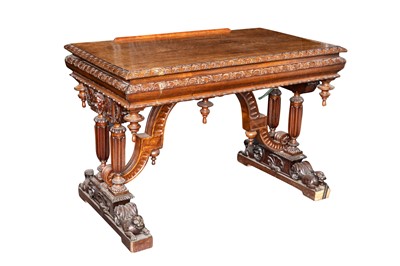 Lot 176 - A VICTORIAN WALNUT LIBRARY WRITING TABLE