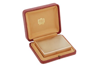 Lot 1 - A cased George VI 9 carat gold cigarette case by Cartier, London circa 1950