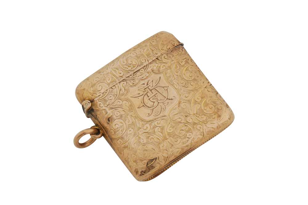 Lot 3 - A Victorian 9 carat gold vesta case, Birmingham 1897 by Henry Matthews