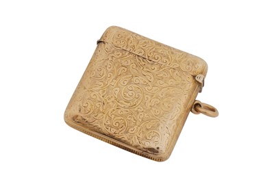 Lot 3 - A Victorian 9 carat gold vesta case, Birmingham 1897 by Henry Matthews