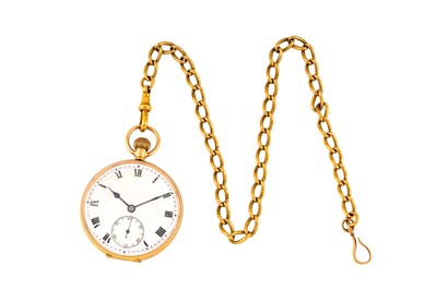 Lot 301 - 9K GOLD OPEN-FACED POCKET WATCH