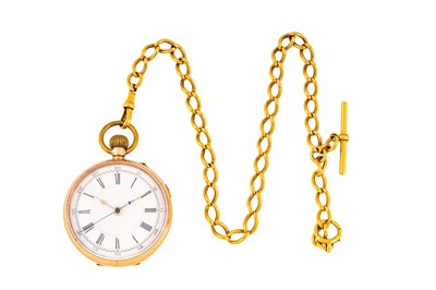 Lot 303 - 9K GOLD OPEN-FACED CHRONOGRAPH POCKET WATCH