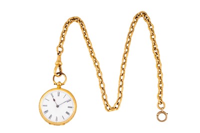 Lot 308 - OPEN-FACED 14K GOLD FOB WATCH
