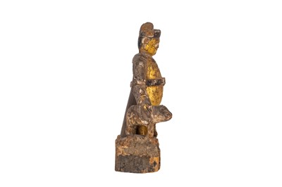 Lot 61 - A CHINESE GILT-LACQUERED WOOD FIGURE