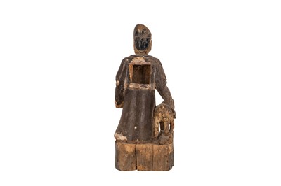 Lot 61 - A CHINESE GILT-LACQUERED WOOD FIGURE