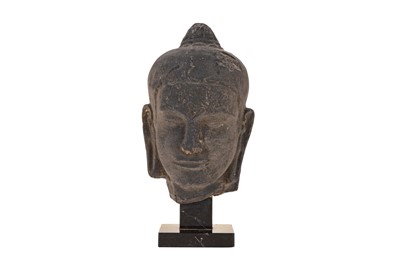 Lot 65 - A MUSÉE DU LOUVRE PLASTER REPRODUCTION OF A KHMER HEAD