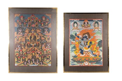Lot 71 - TWO TIBETAN PAINTED THANGKAS