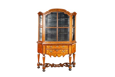Lot 64 - A Dutch walnut and marquetry display cabinet on stand, circa 1800