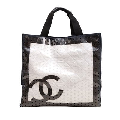 Lot 180 - Chanel Navy CC Perforated Beach Tote