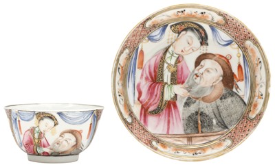 Lot 323 - A FINE CHINESE EXPORT 'MANDARIN PALETTE' CUP AND SAUCER