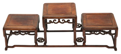Lot 798 - A CHINESE WOOD THREE-TIERED STAND