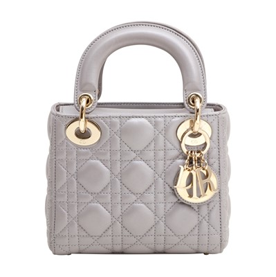 Lot 39 - Christian Dior Grey Mini Lady Dior Bag