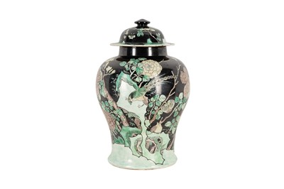 Lot 56 - A CHINESE FAMILLE-NOIRE VASE AND COVER