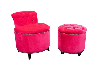 Lot 168 - A CONTEMPORARY EICHHOLTZ BOUDOIR CHAIR AND OTTOMAN