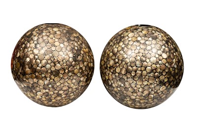 Lot 373 - A PAIR OF CONTEMPORARY DECORATIVE SPHERES