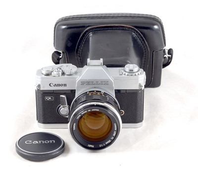 Lot 283 - Canon Pellix QL SLR with FAST 55mm FL f1.2 Lens.