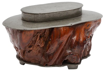 Lot 886 - A CHINESE ROOTWOOD TEA CADDY AND COVER