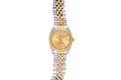 Lot 357 - ROLEX - A MEN'S BI-METAL BRACELET WATCH