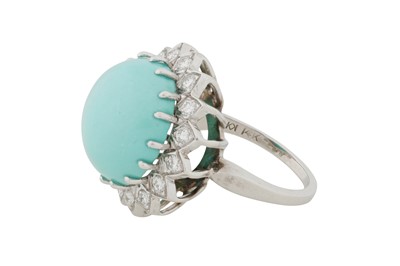 Lot 253 - A COMPOSITE TURQUOISE AND DIAMOND RING