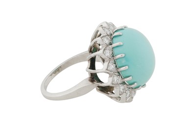 Lot 253 - A COMPOSITE TURQUOISE AND DIAMOND RING
