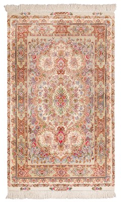 Lot 24 - A FINE PART SILK TABRIZ RUG, NORTH-WEST PERSIA