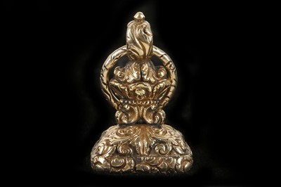 Lot 236 - An antique late Georgian gilt metal wax seal...