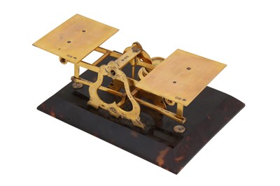 Lot 65 - A George V sterling silver gilt and tortoiseshell letter or postal scales, London 1917 by J Batson and Son