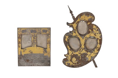Lot 262 - TWO GILT AND ENGRAVED STEEL PHOTO FRAMES