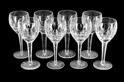 Lot 344 - A SET OF EIGHT WATERFORD CRYSTAL 'SHAFTESBURY' PATTERN CLARET GLASSES