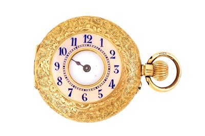 Lot 310 - 18CT HALF HUNTER FOB WATCH