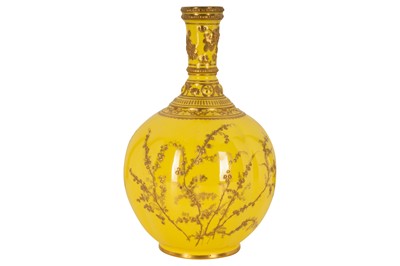 Lot 151 - A Royal Crown Derby yellow-ground vase, circa 1890